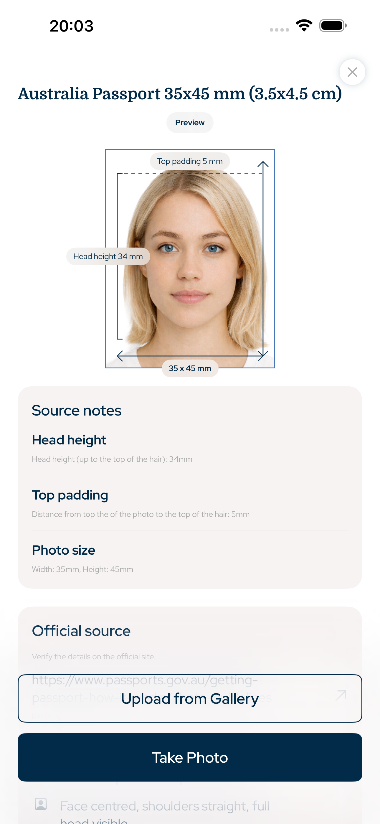 Australian Passport Photo App iPhone screenshot