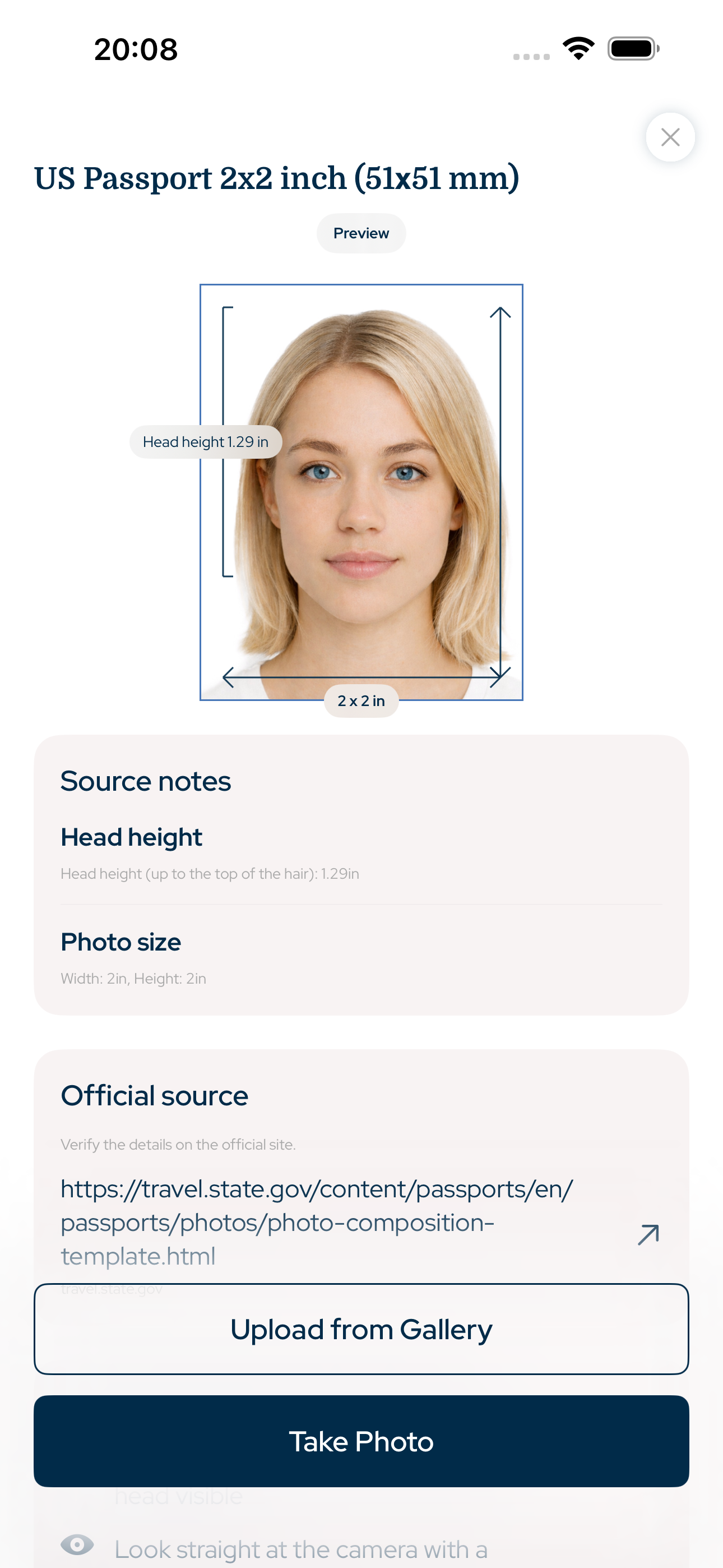 US Passport Photo App iPhone screenshot