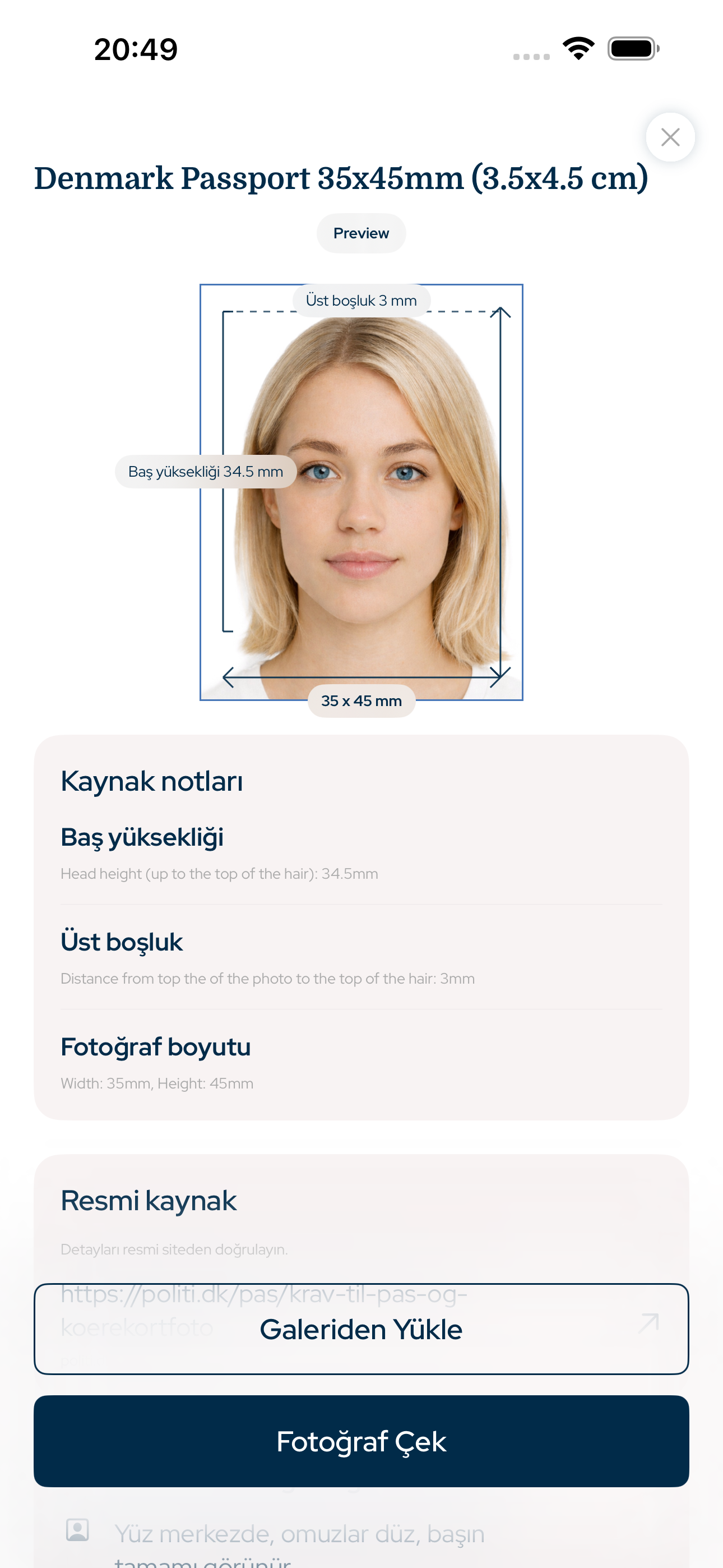 Biyometrik Fotoğraf Uygulaması iPhone screenshot
